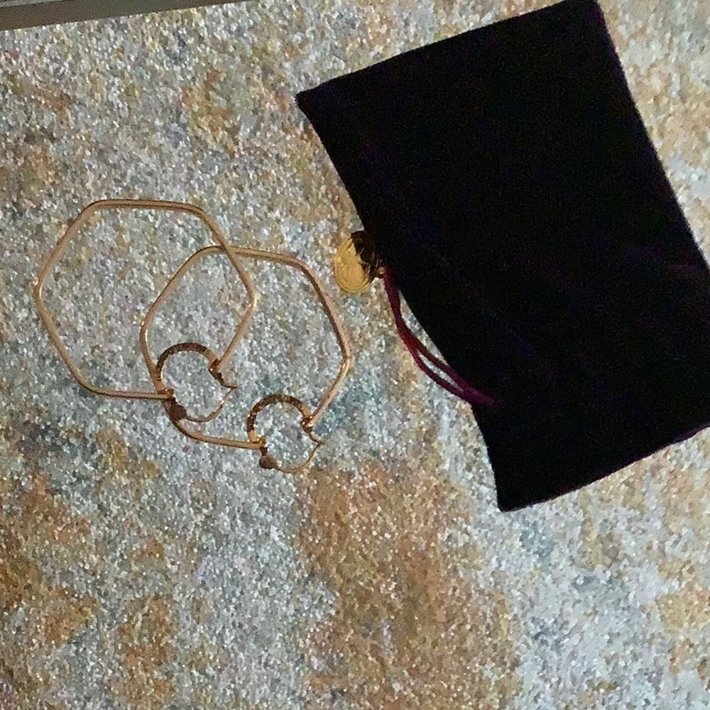 Simone Smith gold in color ,octagon shape, earrings.